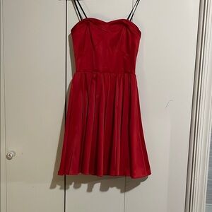 Bebe,Elegant Red Strapless Dress
